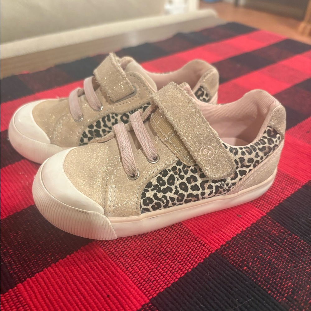 Stride Rite Gold and Leopard Print Kids Sneakers